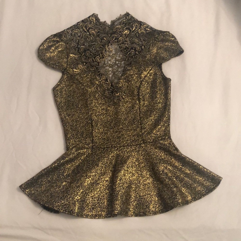Peplum Gold and Black Shirt